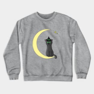 Witch Cat and Moon Crewneck Sweatshirt